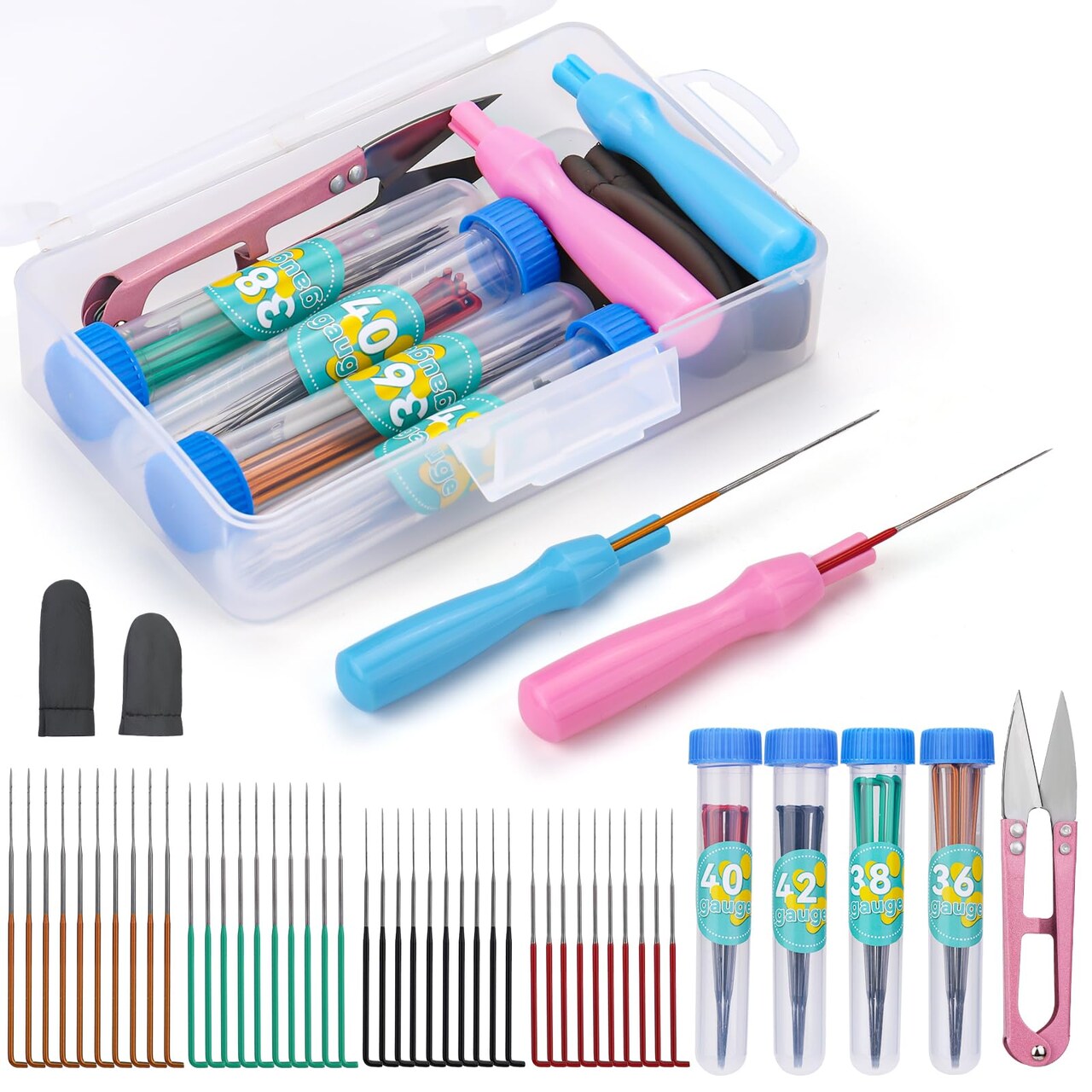 45 Pcs Needle Felting Tools, 4 Size 40 Pcs Wool Felting Needles with Plastic Handles, Needle Felting Supplies for Adult DIY Felting Wool Craft